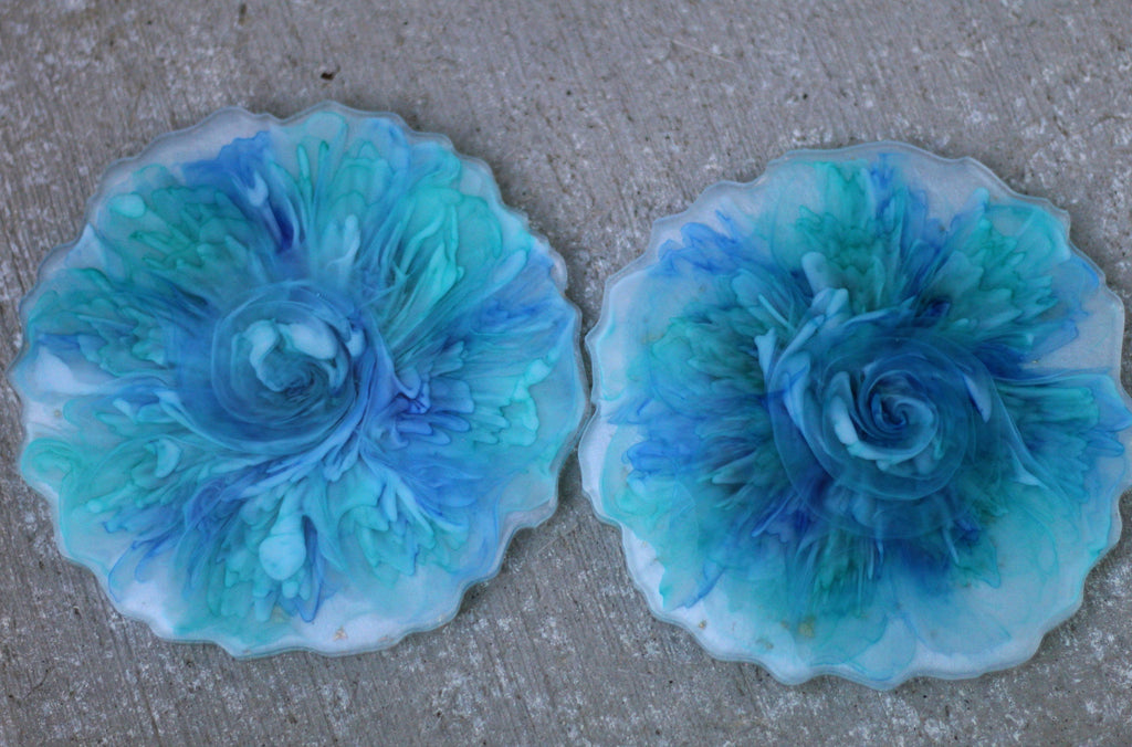 Glacial Storm ∙ Handmade Resin Coaster Set ∙ Set of 2