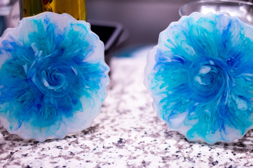 Glacial Storm ∙ Handmade Resin Coaster Set ∙ Set of 2