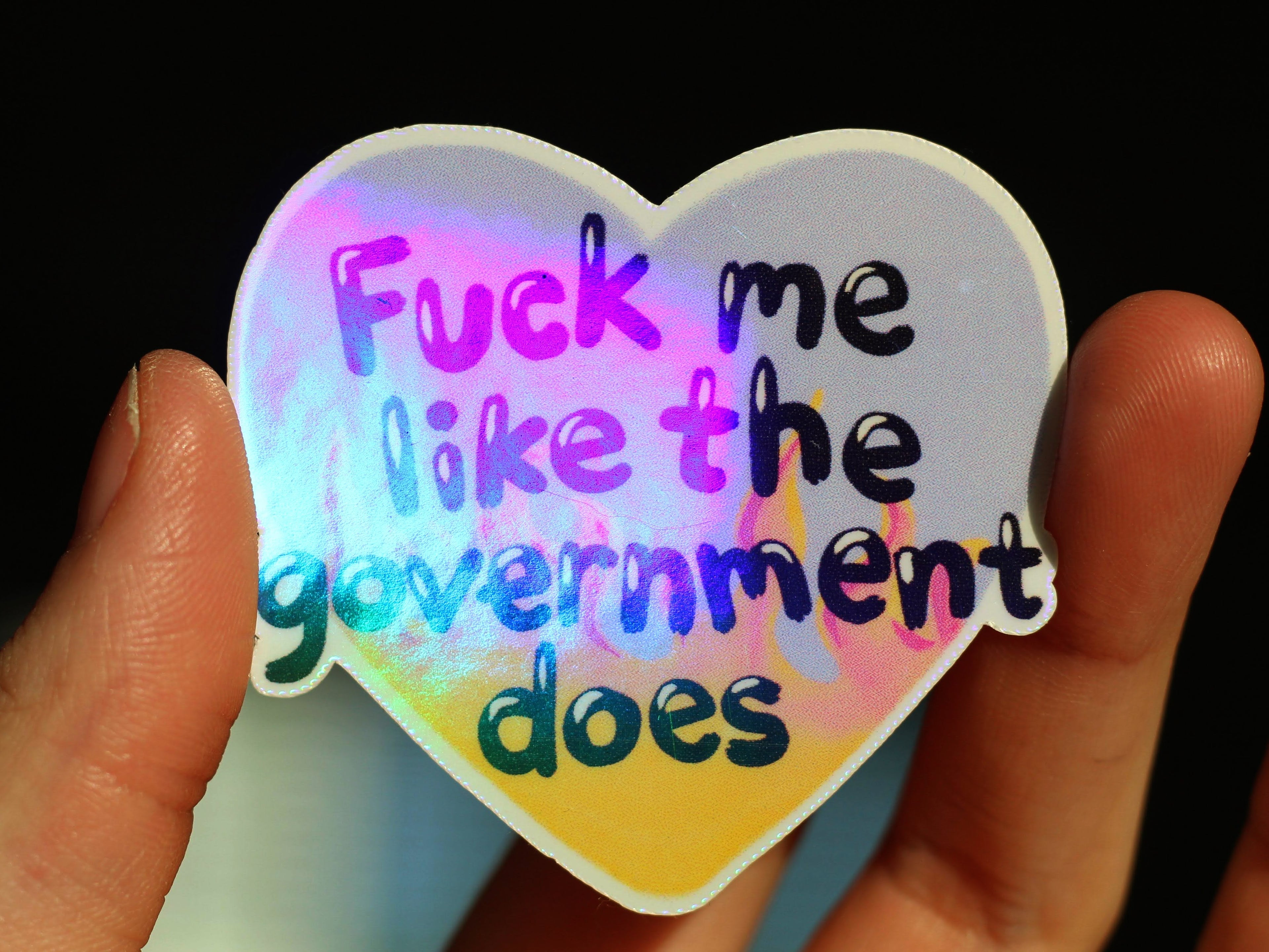 F*** Me Like the Government Does ∙ Holographic Die-Cut Sticker ∙ 2.5"