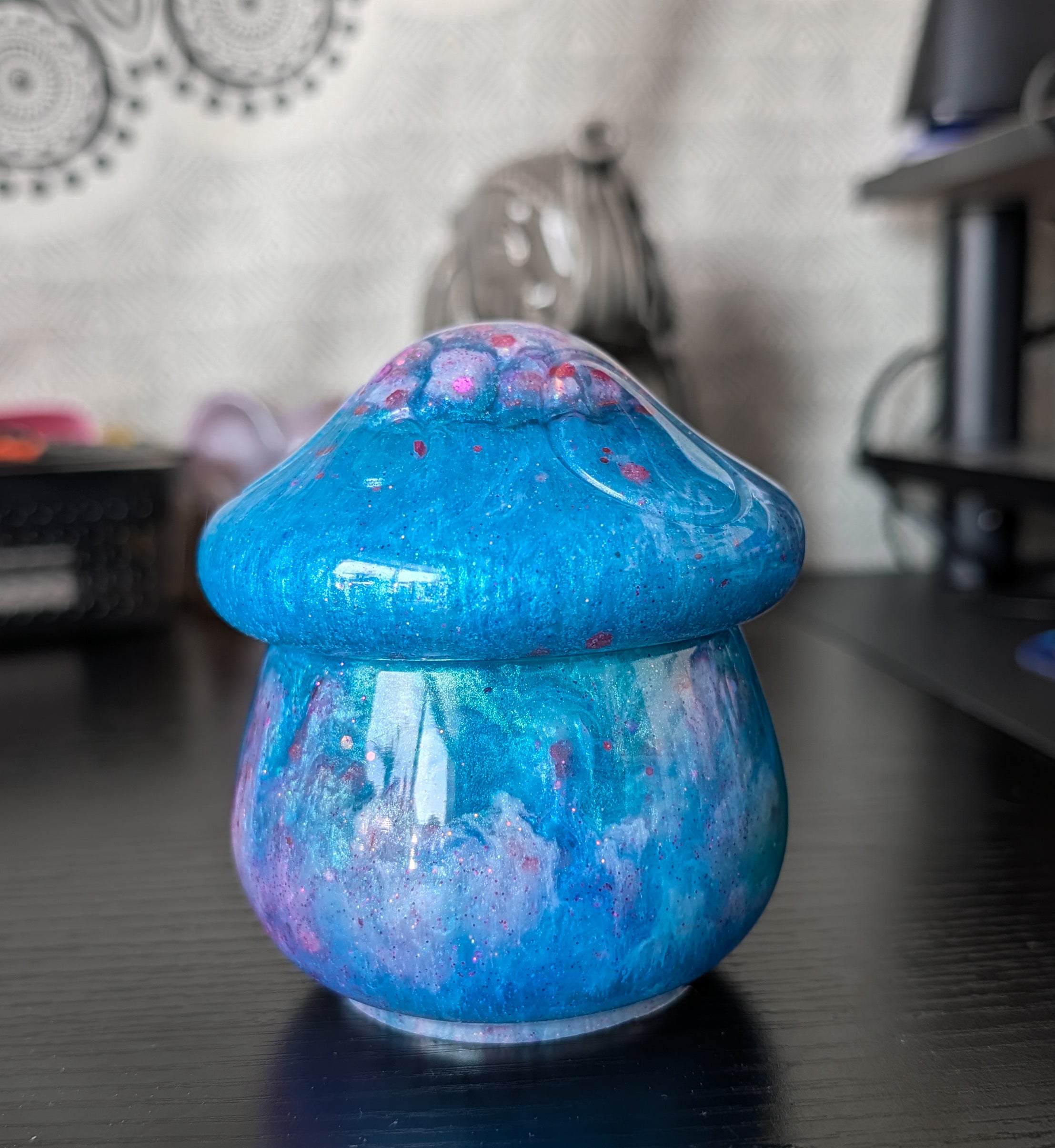 Cosmic Cache ∙ Handmade Resin Mushroom Storage Jar ∙ 4"