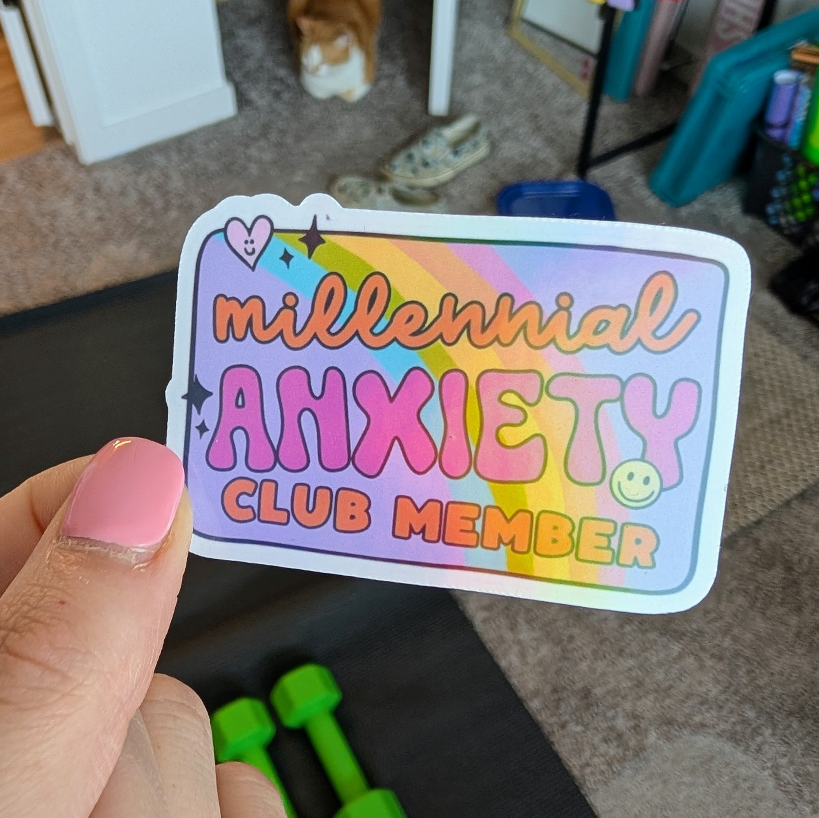 Millennial Anxiety Club Member ∙ Holographic Die-Cut Sticker ∙ 2.5"
