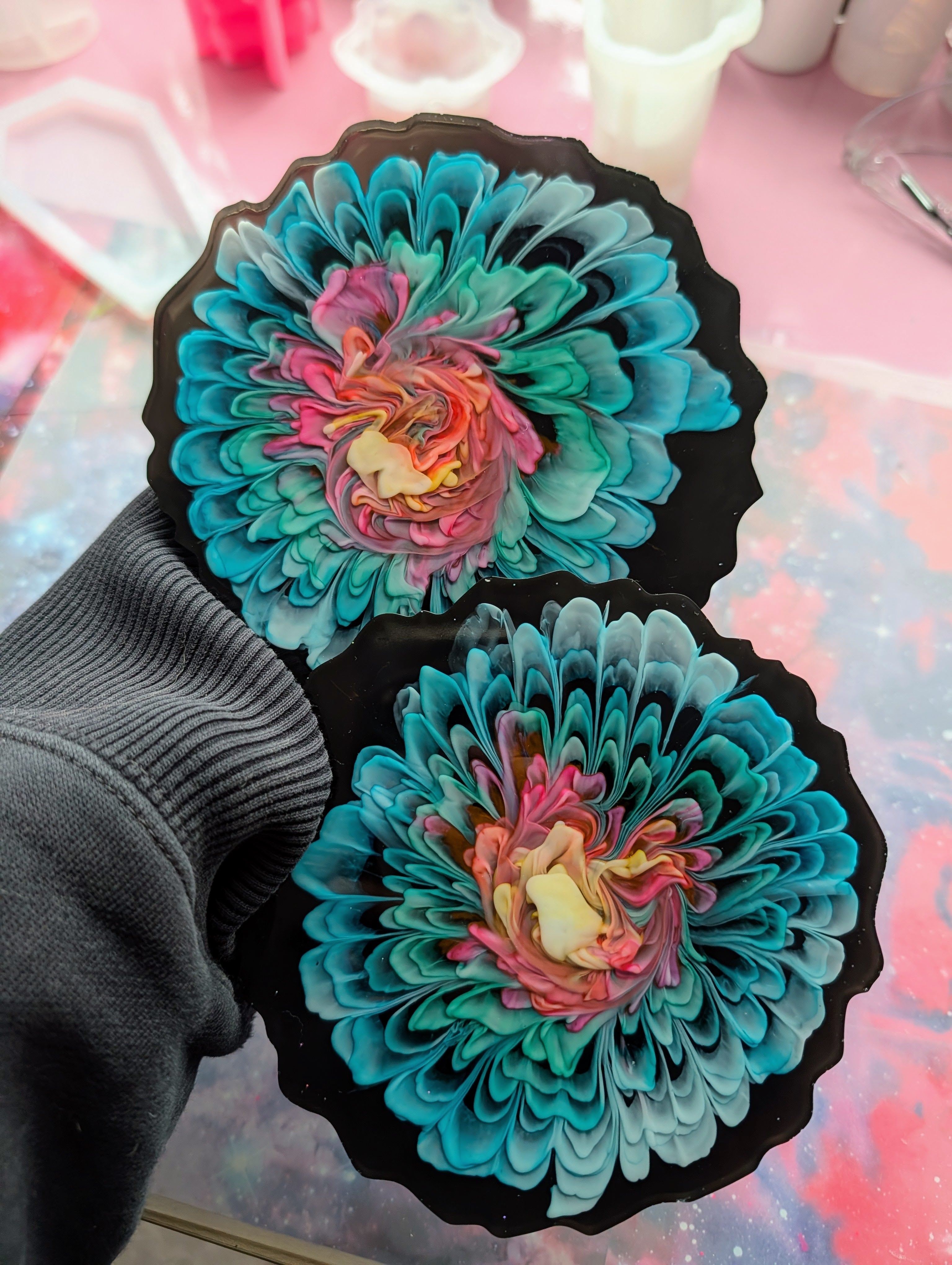 Midnight Garden • Handmade Resin Coaster Set • Set of 2