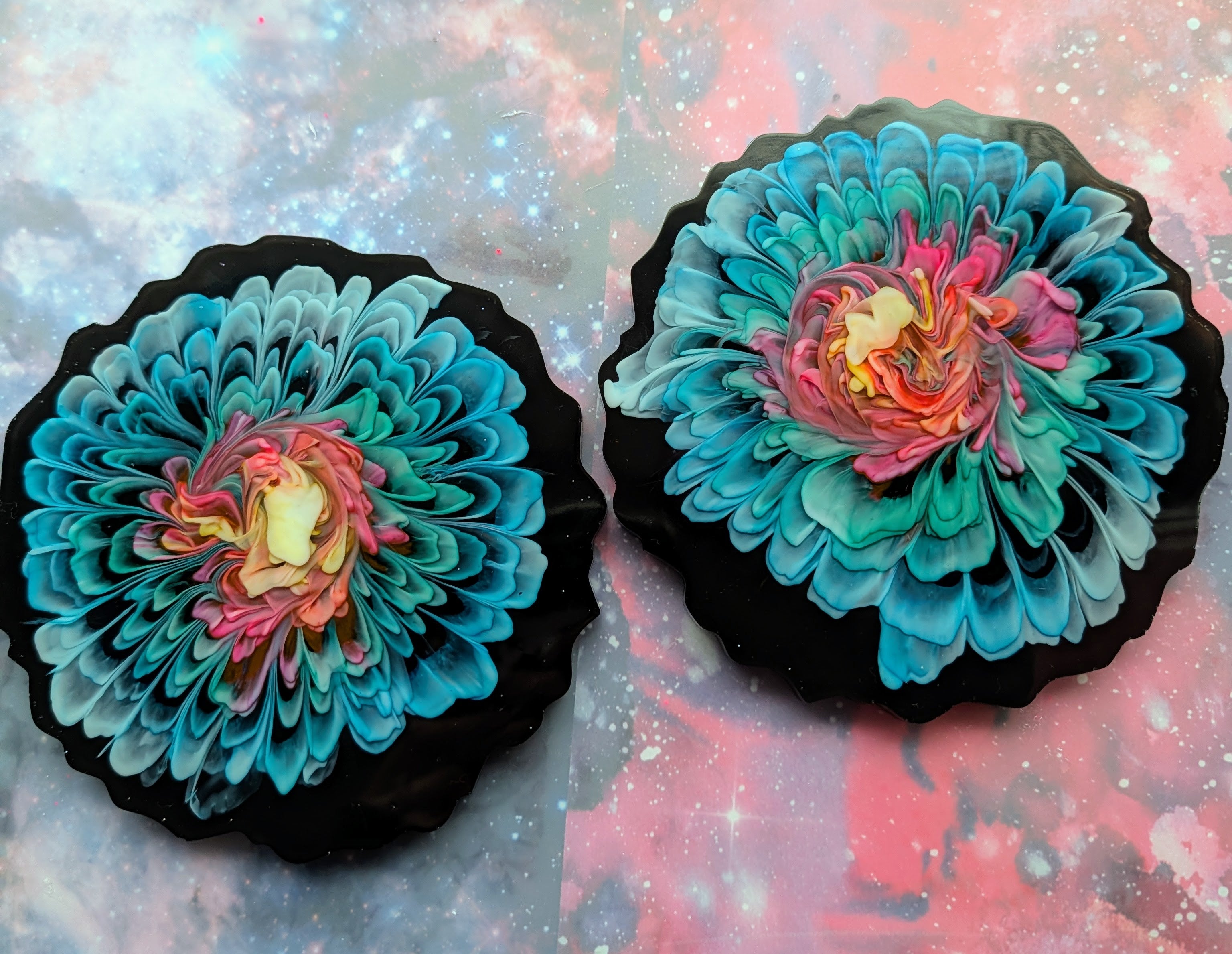 Midnight Garden • Handmade Resin Coaster Set • Set of 2