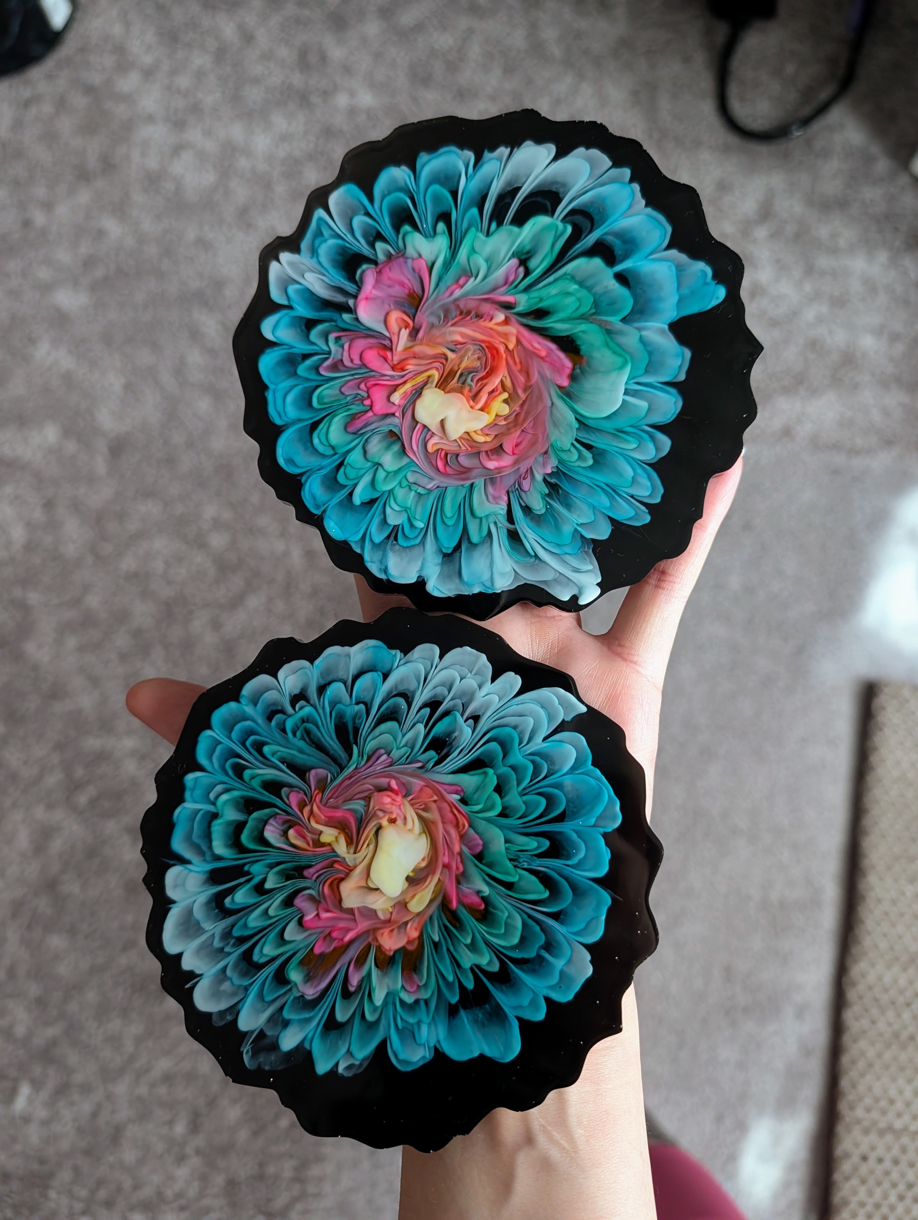 Midnight Garden • Handmade Resin Coaster Set • Set of 2