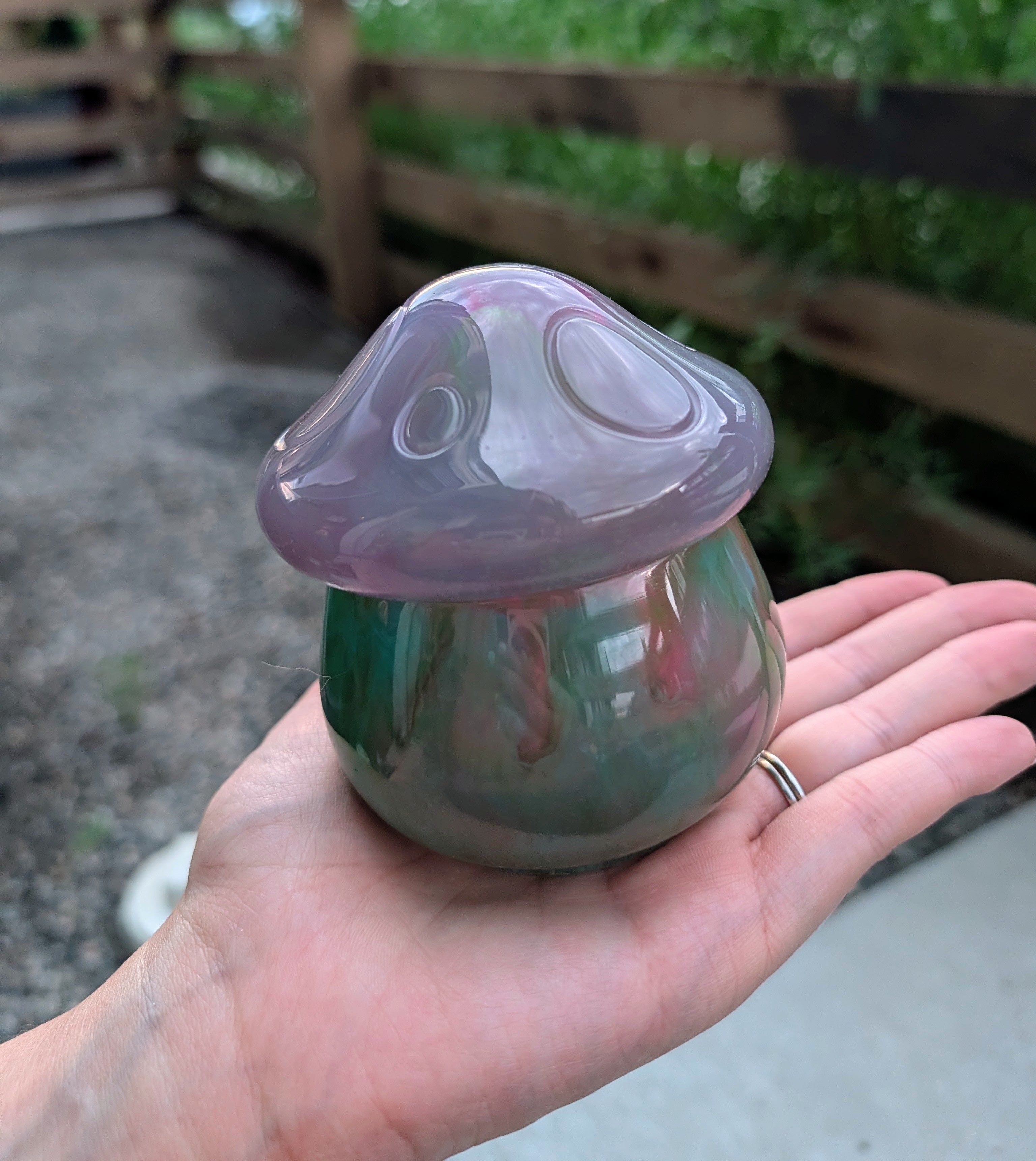 Neon Grove ∙ Glow-in-the-Dark Handmade Resin Mushroom Storage Jar ∙ 4"