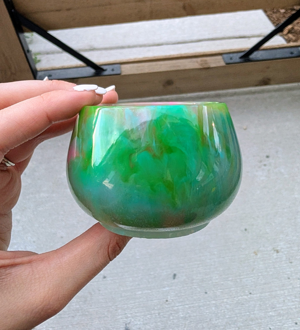 Neon Grove ∙ Glow-in-the-Dark Handmade Resin Mushroom Storage Jar ∙ 4"