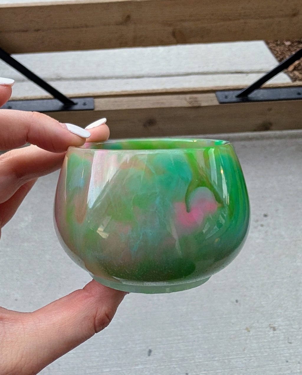 Neon Grove ∙ Glow-in-the-Dark Handmade Resin Mushroom Storage Jar ∙ 4"