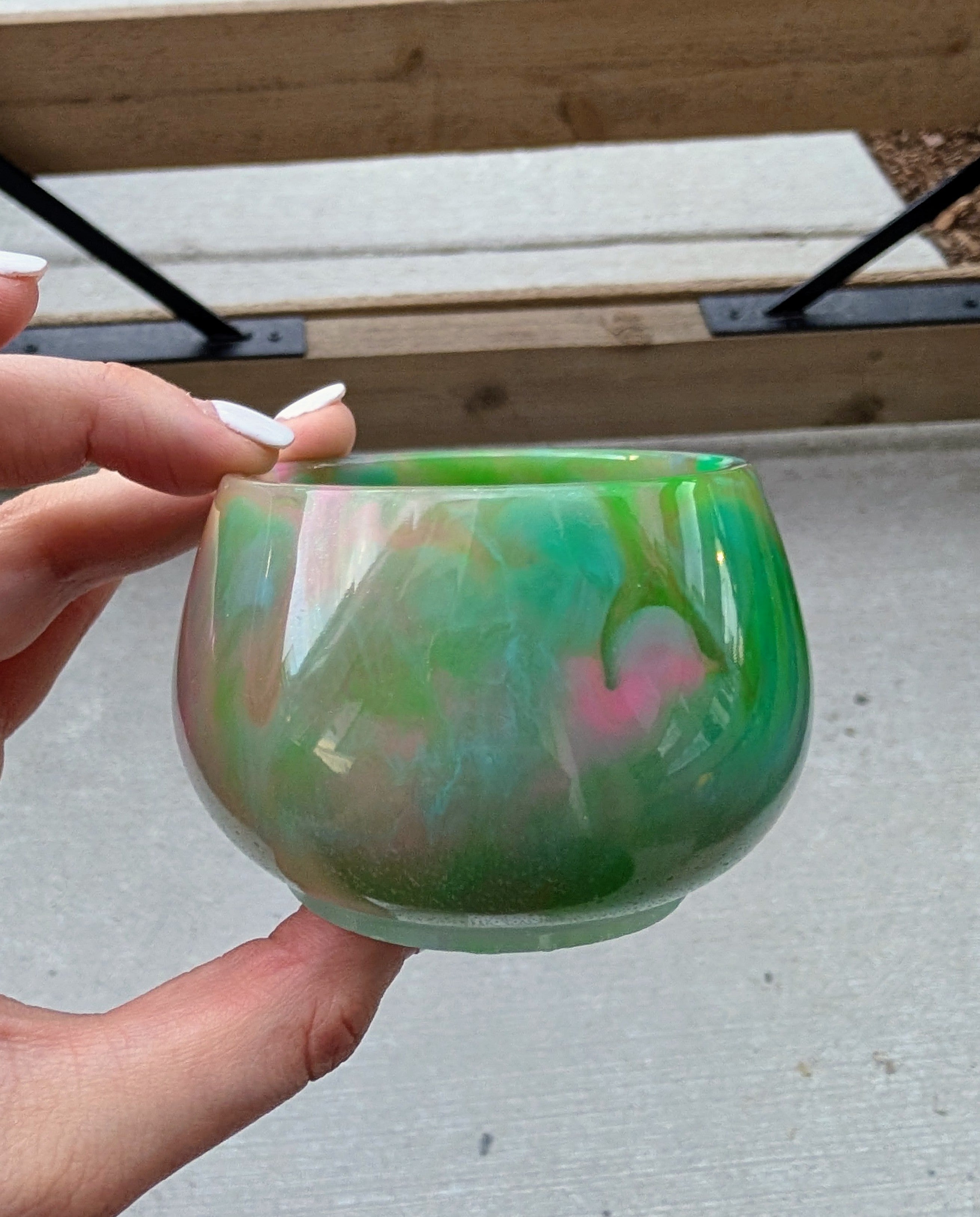 Neon Grove ∙ Glow-in-the-Dark Handmade Resin Mushroom Storage Jar ∙ 4"