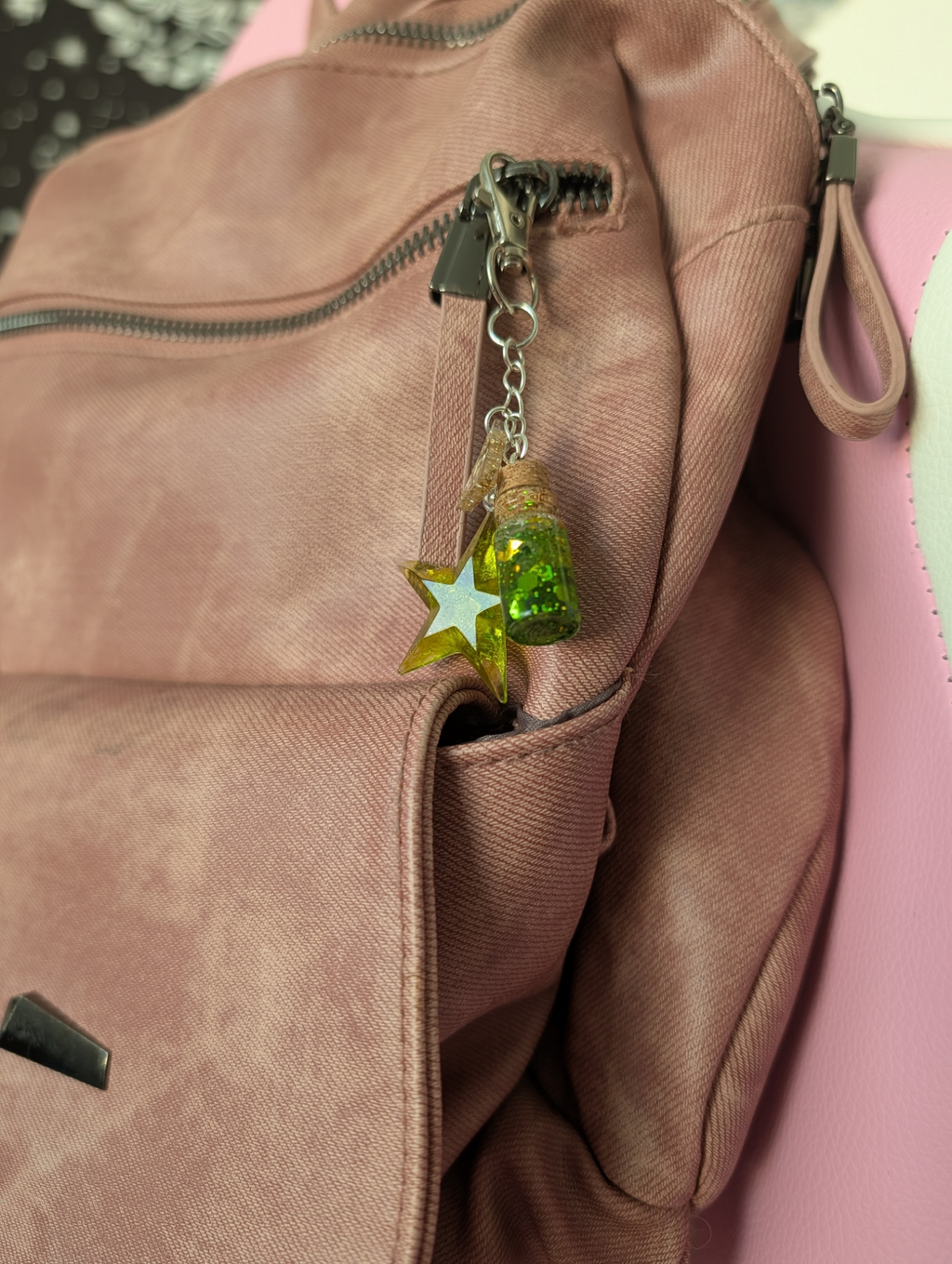 Verdant Wish • One-of-a-Kind Glow Potion Bottle Bag Charm • 2.5"