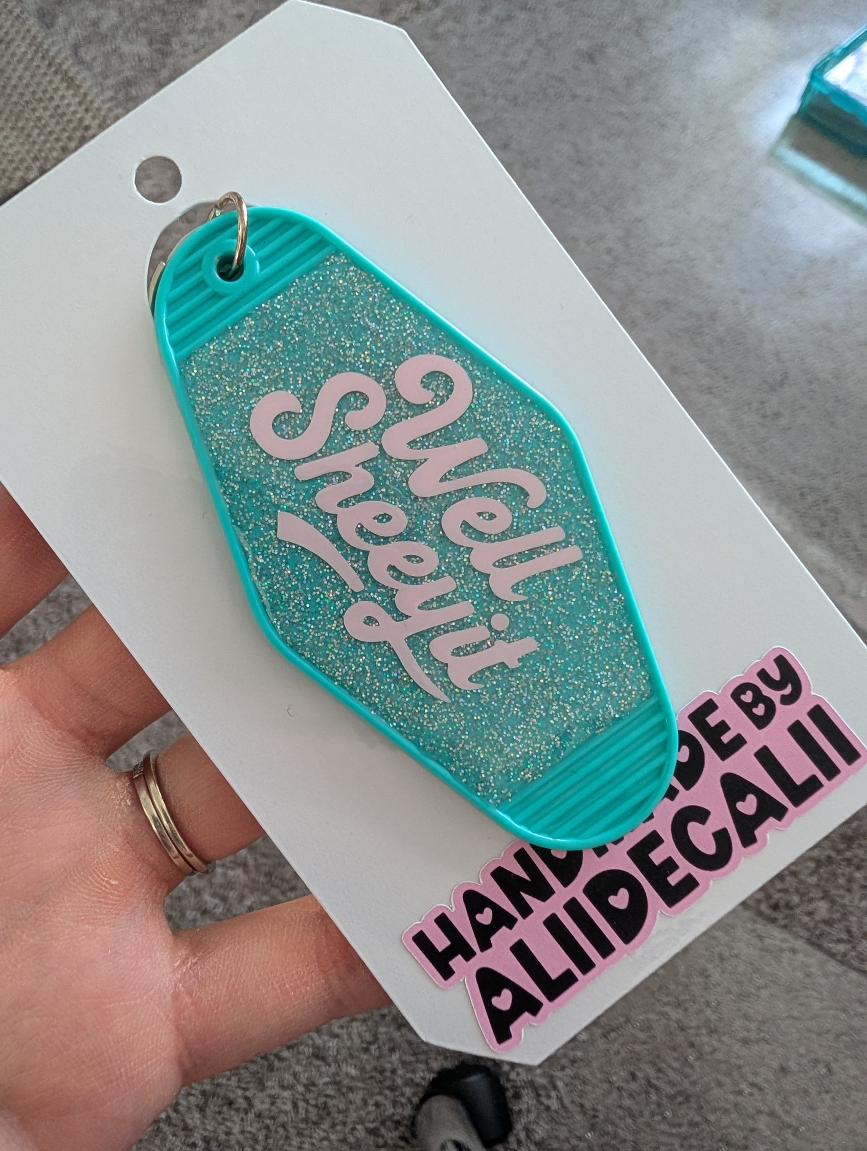 Well Sheeyit • Glitter Resin Motel Keychain • 3.5"
