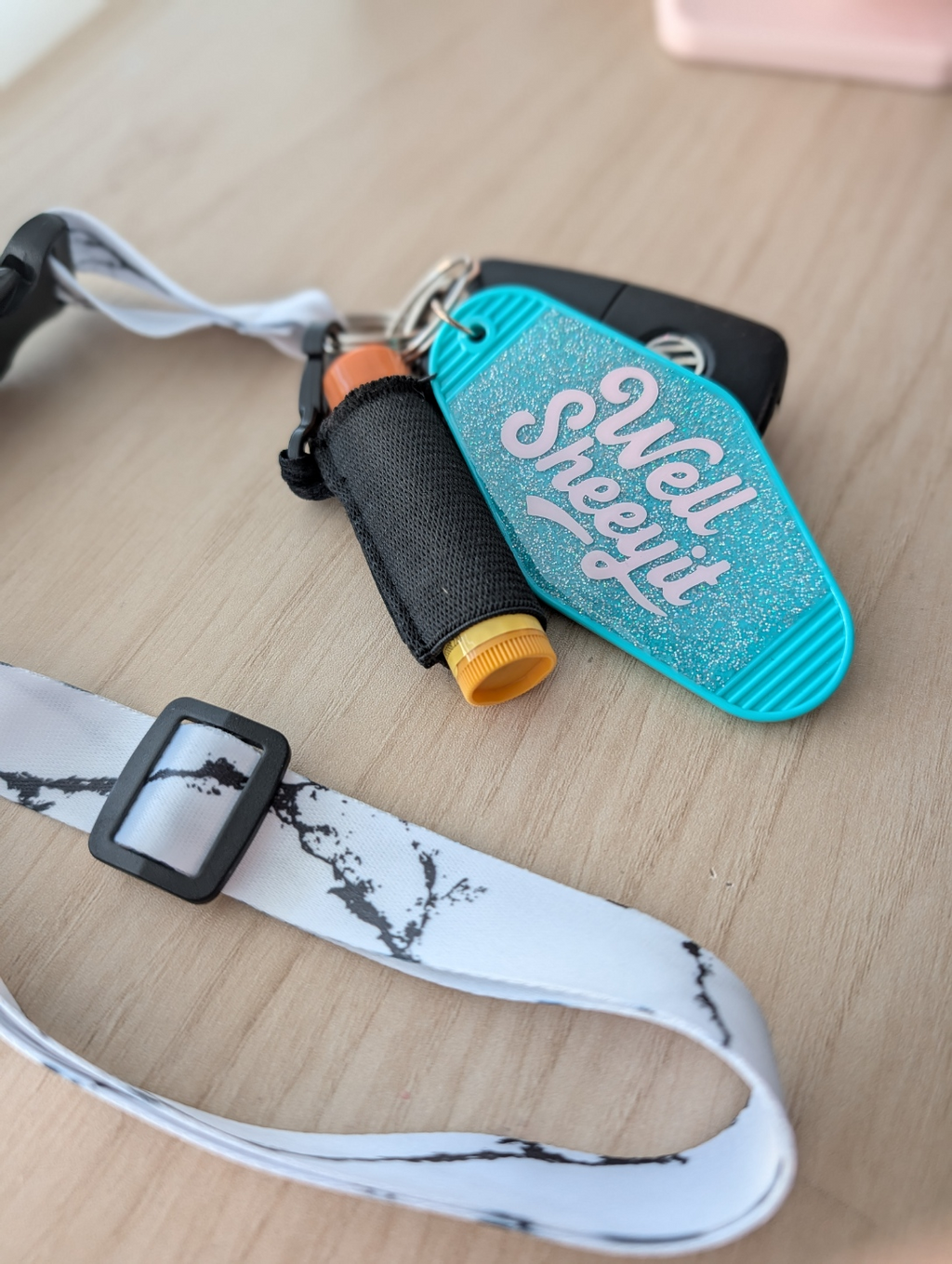 Well Sheeyit • Glitter Resin Motel Keychain • 3.5"