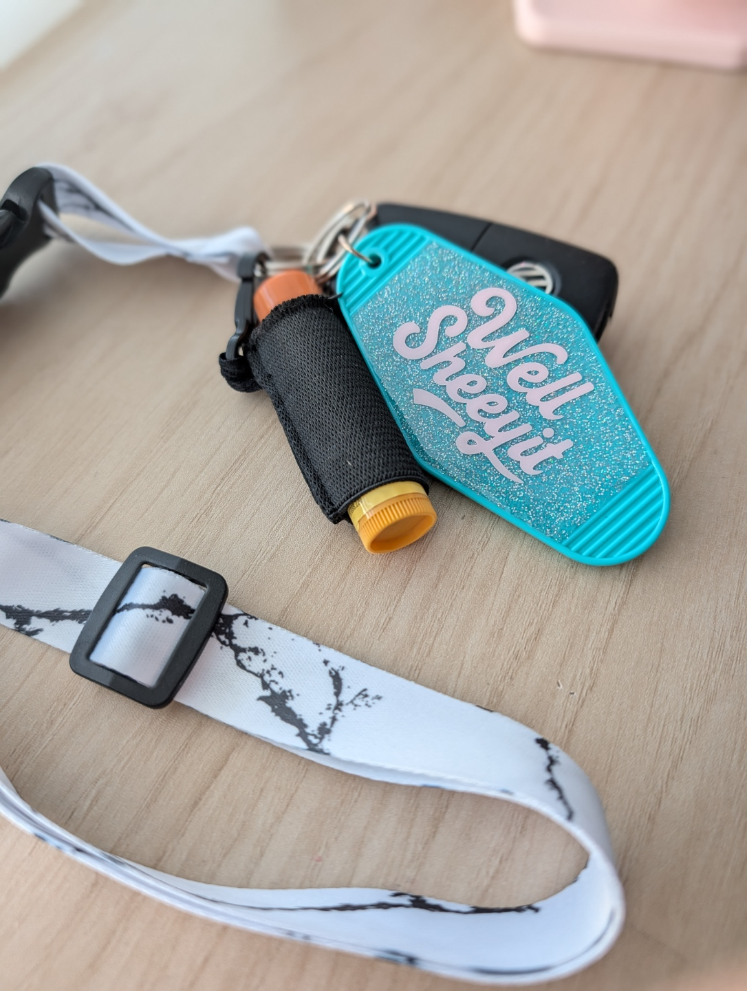Well Sheeyit • Glitter Resin Motel Keychain • 3.5"