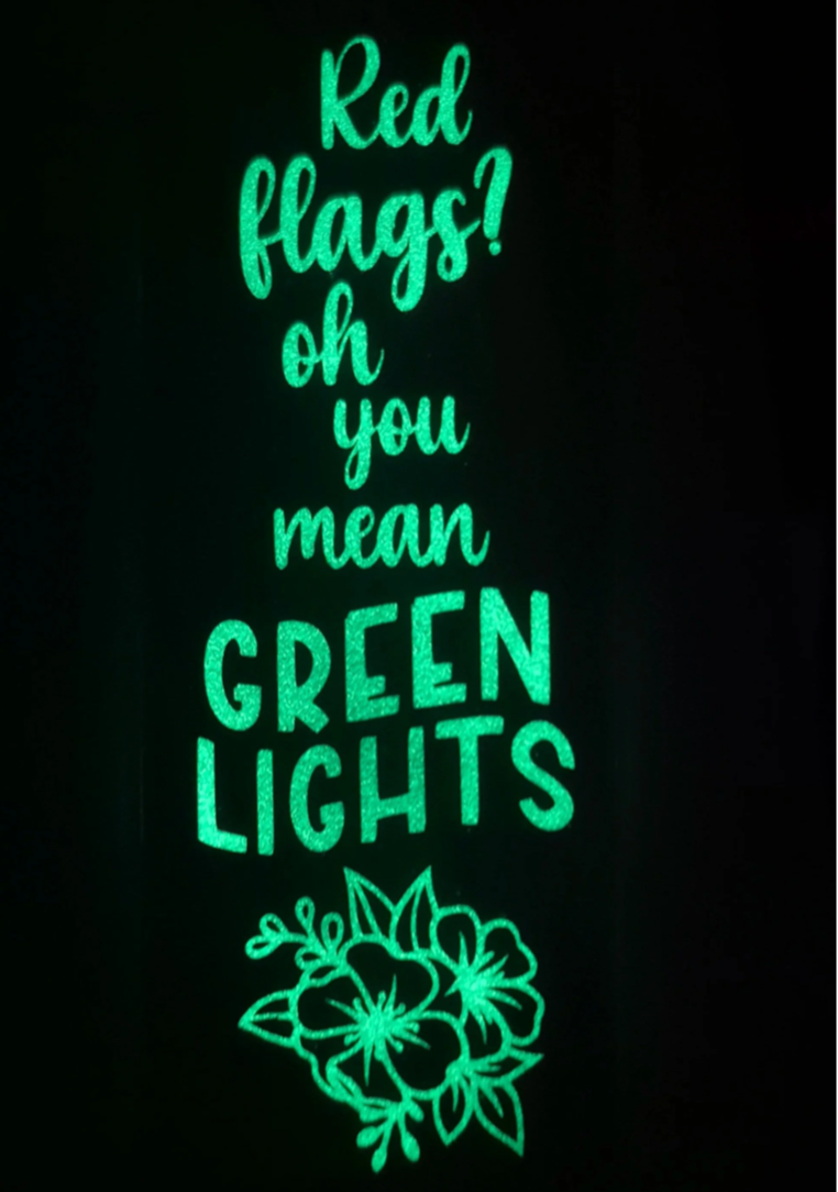 Red Flags or Green Lights • Glow-in-the-Dark Resin Bookmark • 2x6"