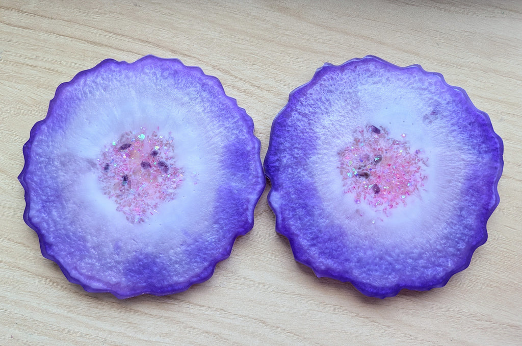 Amethyst Halo ∙ Handmade Resin Coaster Set ∙ Set of 2