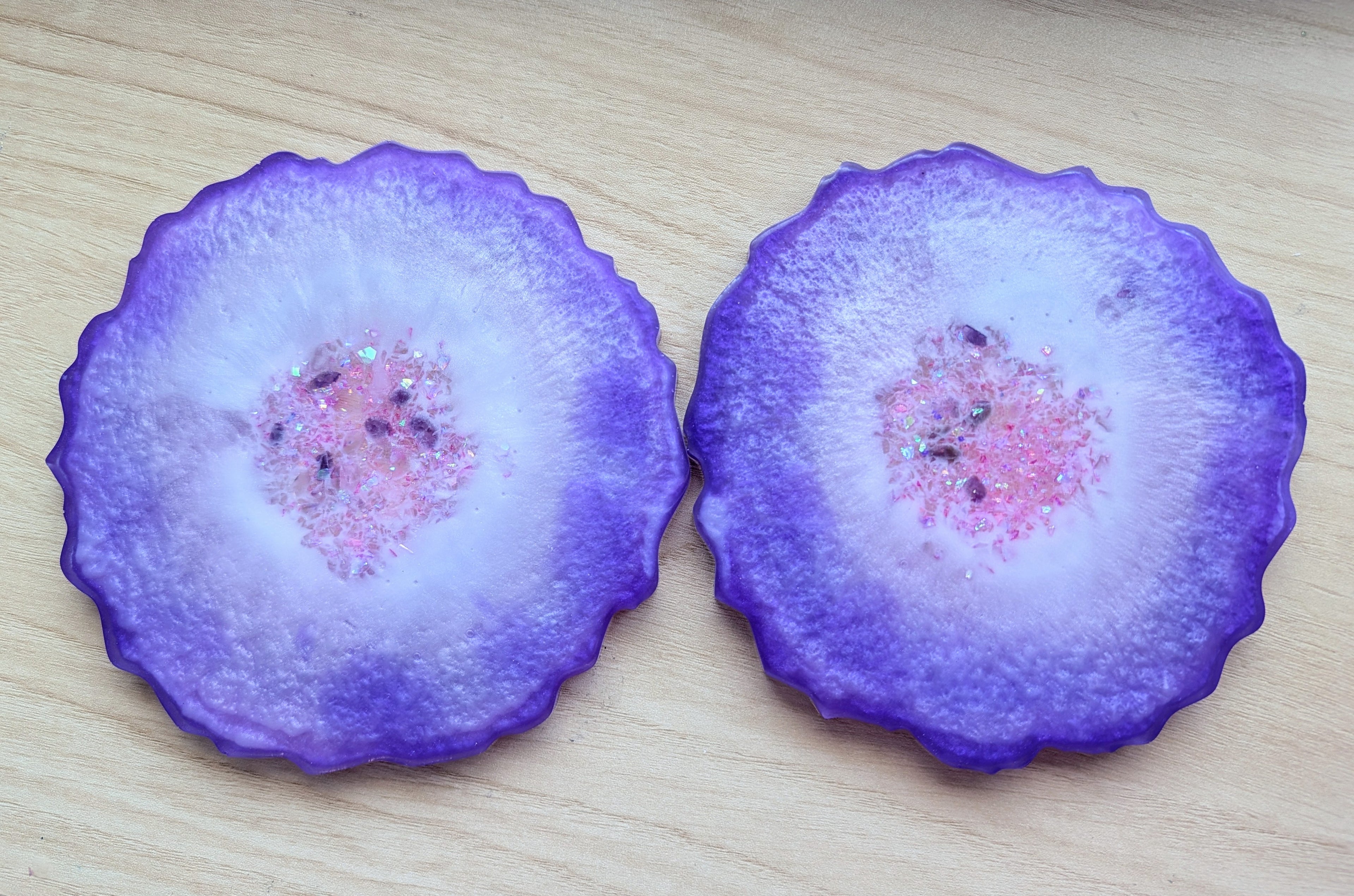 Amethyst Halo ∙ Handmade Resin Coaster Set ∙ Set of 2