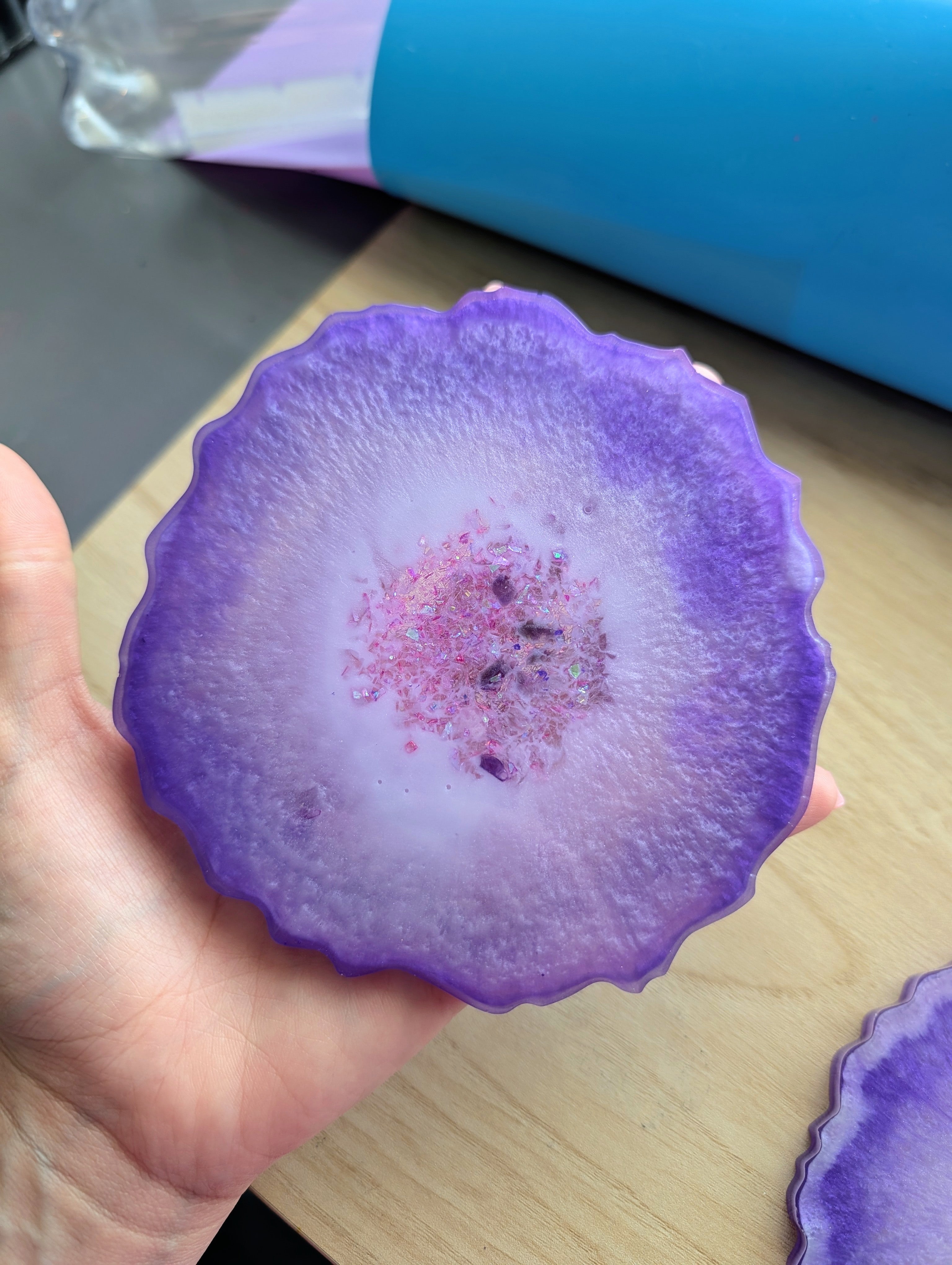 Amethyst Halo ∙ Handmade Resin Coaster Set ∙ Set of 2
