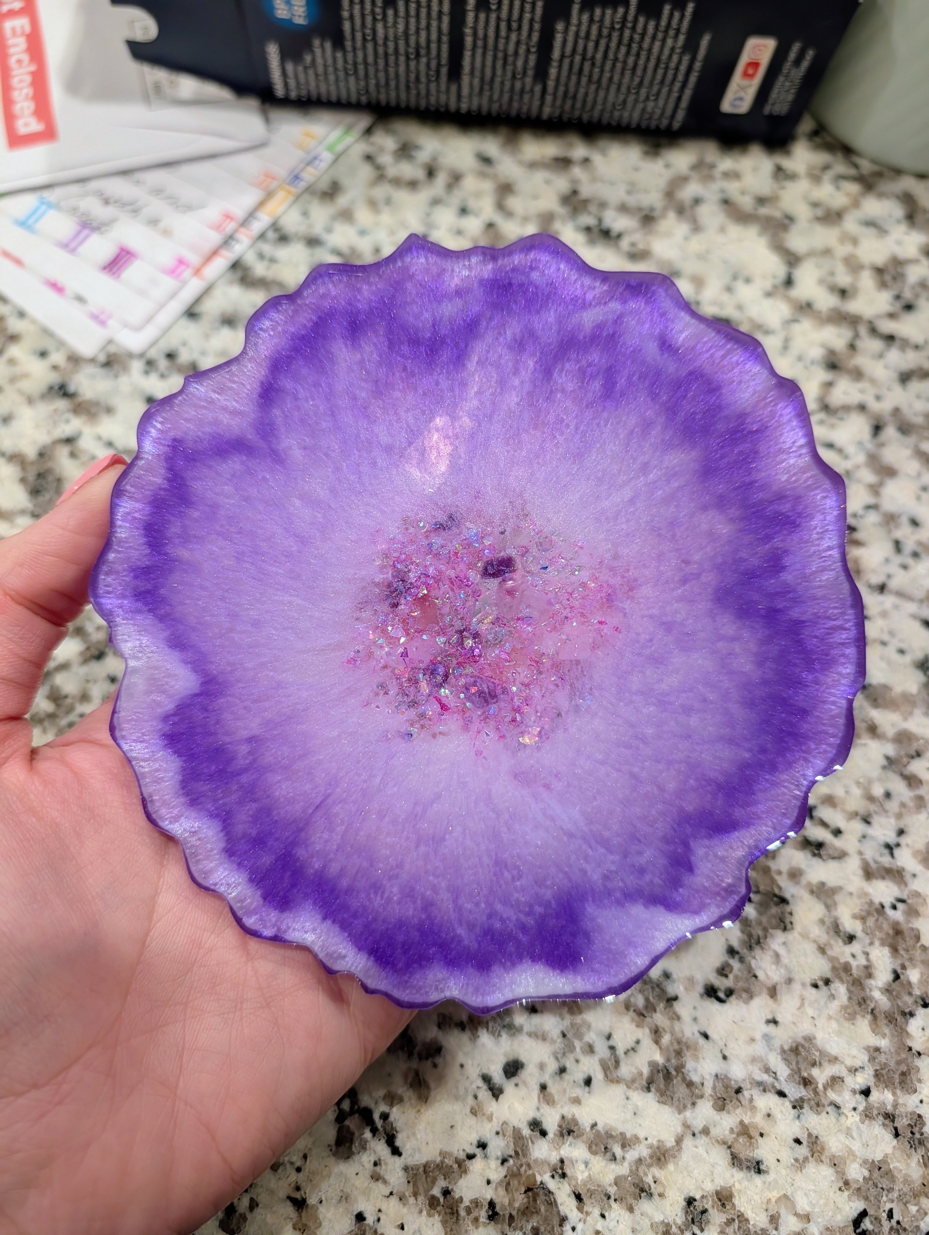 Amethyst Halo ∙ Handmade Resin Coaster Set ∙ Set of 2