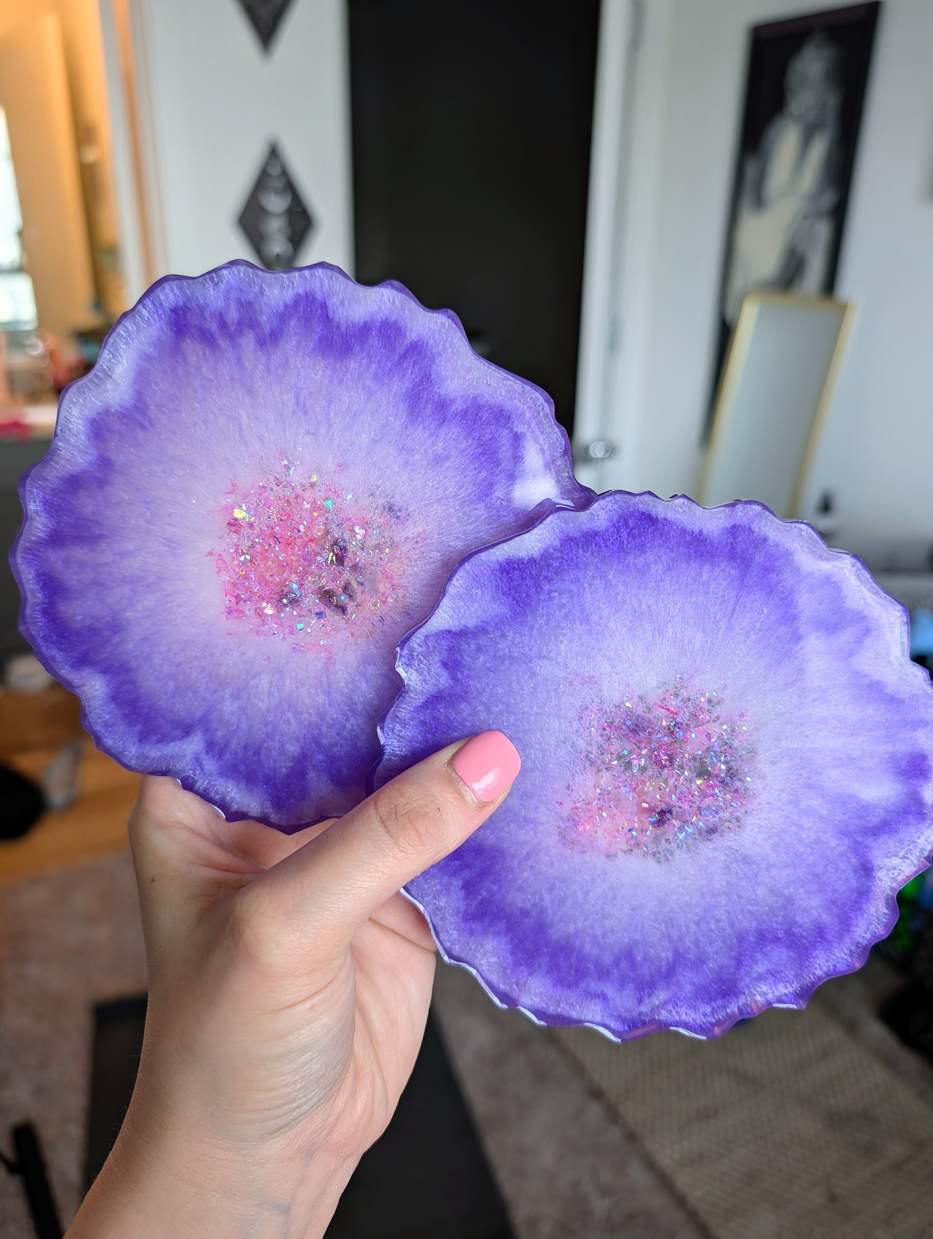 Amethyst Halo ∙ Handmade Resin Coaster Set ∙ Set of 2