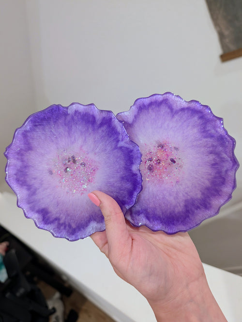 Amethyst Halo ∙ Handmade Resin Coaster Set ∙ Set of 2