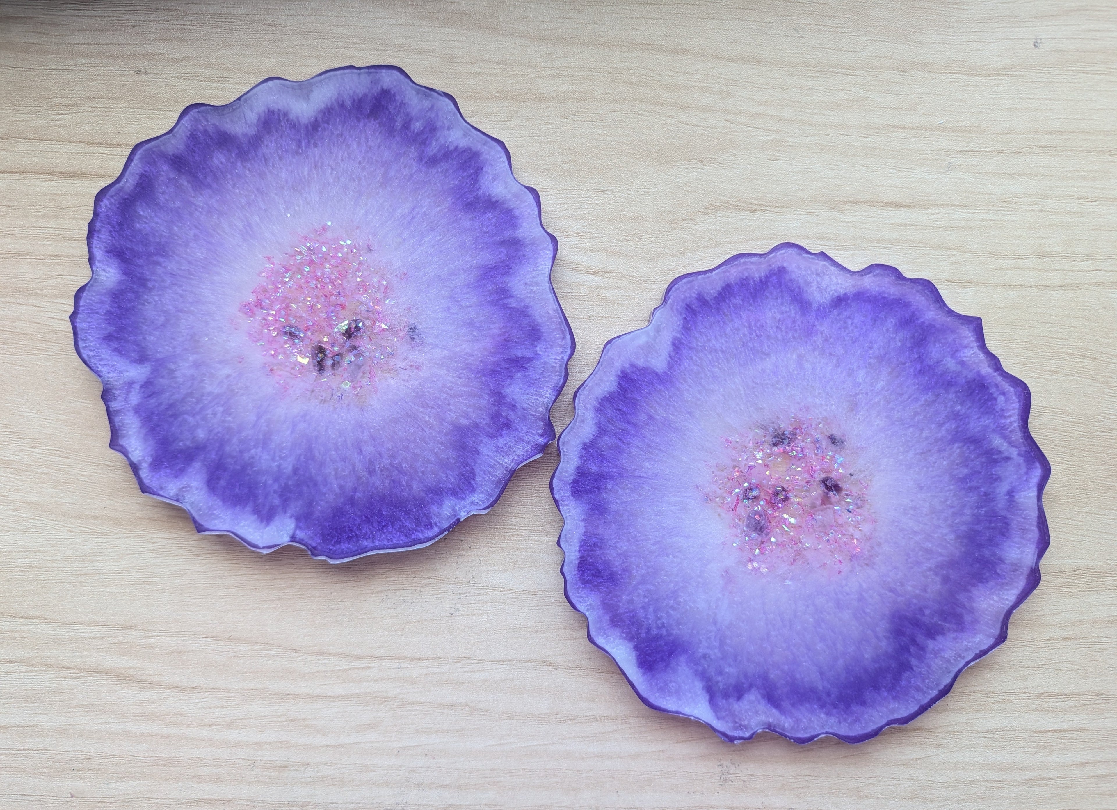 Amethyst Halo ∙ Handmade Resin Coaster Set ∙ Set of 2